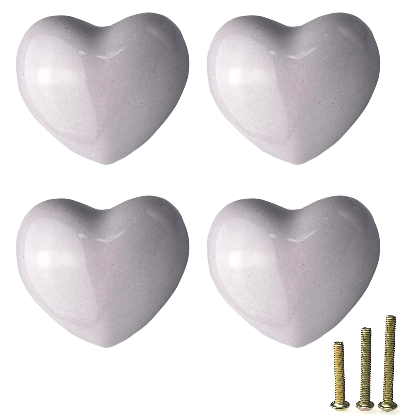 Mimhooy 4 Pack Purple Ceramic Heart Shaped Drawer Knobs for Cupboards Decorative Cabinet & Draws