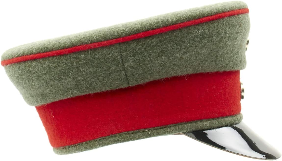 IMA German WWI M1910 Officer Visor Cap - Size 7.5 (60cm) - Grey/Green Felgrau Wool with Red Piping