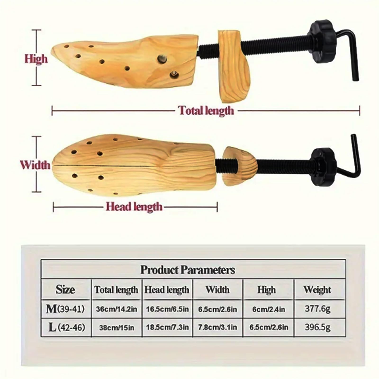 Ensanchador de Zapatos para Hombres y Mujeres, ensanchador de Zapatos de Madera, ensanchador de Zapatos Planos Ajustables para Hombres y Mujeres,L