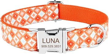Personalized Dog Collar Custom Engraved Name Number ID Tag for Pet Puppy Small Medium Large and Extra Large Girl and Boy Dogs