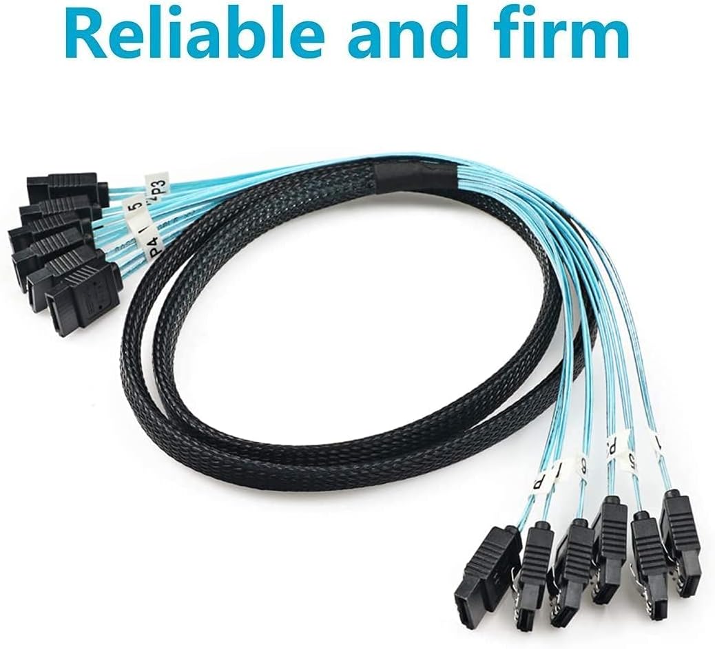 CABLEDECONN High Speed 6Gbps 6pcs/Set Sata Cable SAS Cable for Server 0.5m