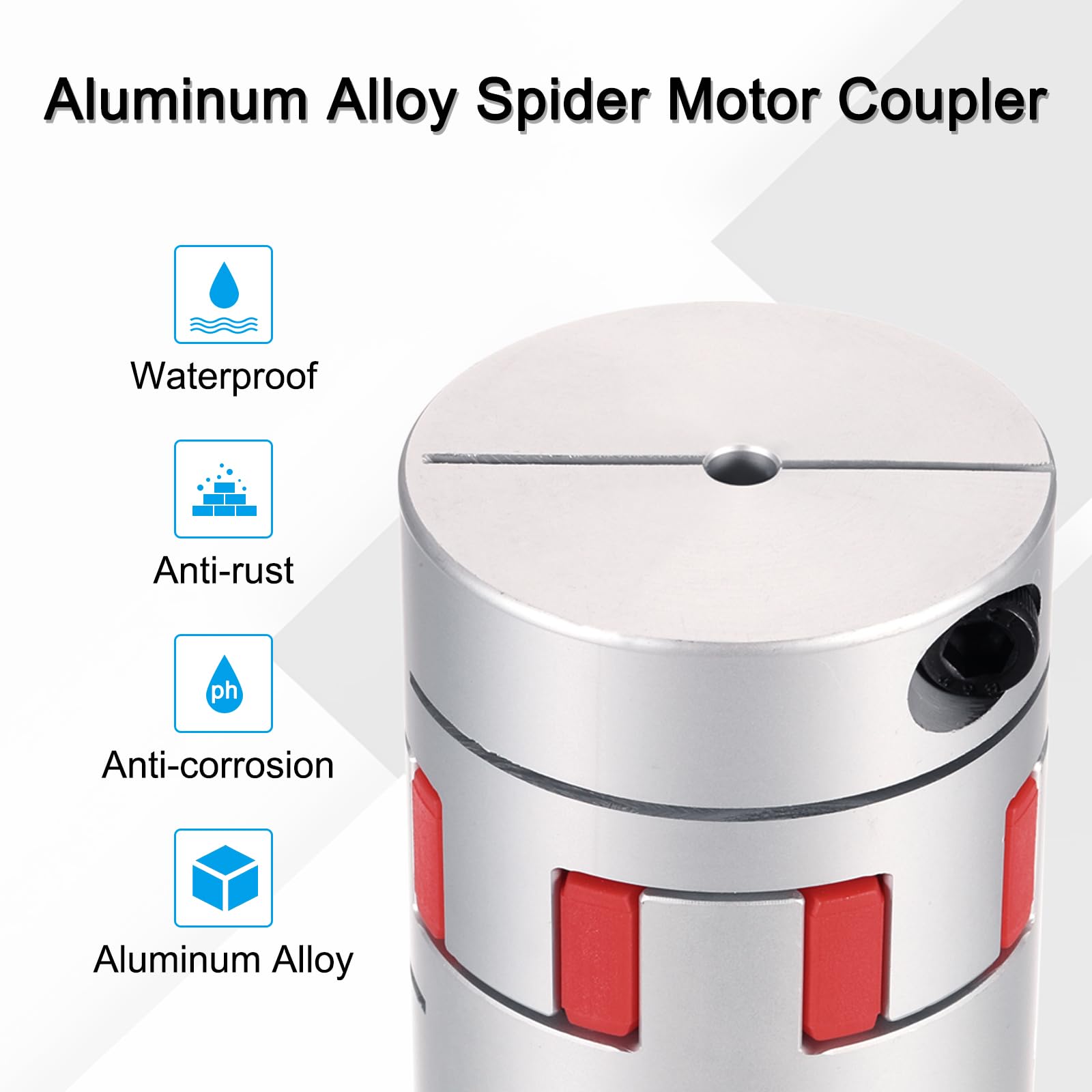 QUARKZMAN Acoplamiento de Eje de Aluminio Acoplador de Eje 6mm a 17mm L50mm x D40mm Acoplador de Mandíbula de Eje Conector de Eje de Araña para Impresoras 3D DIY Máquina Fresadora CNC