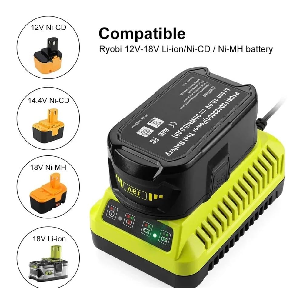 Kompatybilny z ładowarką Ryobi, ładowarką P117 12V-18V akumulator litowo-jonowy akumulator niklowy uniwersalna ładowarka(US)