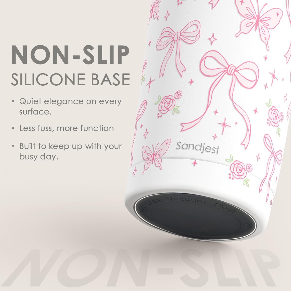 SANDJEST Bow Tumbler 20oz, Stainless Steel Travel Cup with Lid, Insulated Coffee Mug, Bow Gifts for Women Girls Friends Sisters on Birthday Christmas (White) - Image 4