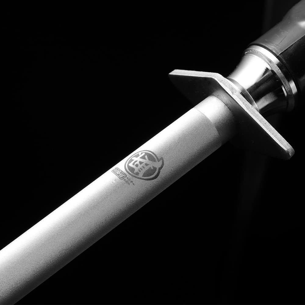 MITSUMOTO SAKARI 40 cm Edelstahl Wetzstab, Japanischer Messerschärfer mit Hohem Kohlenstoffgehalt Wetzstahl, Küchenstahl Wetzstein Profi (ABS-Griff und leistungsstarker Magnet)
