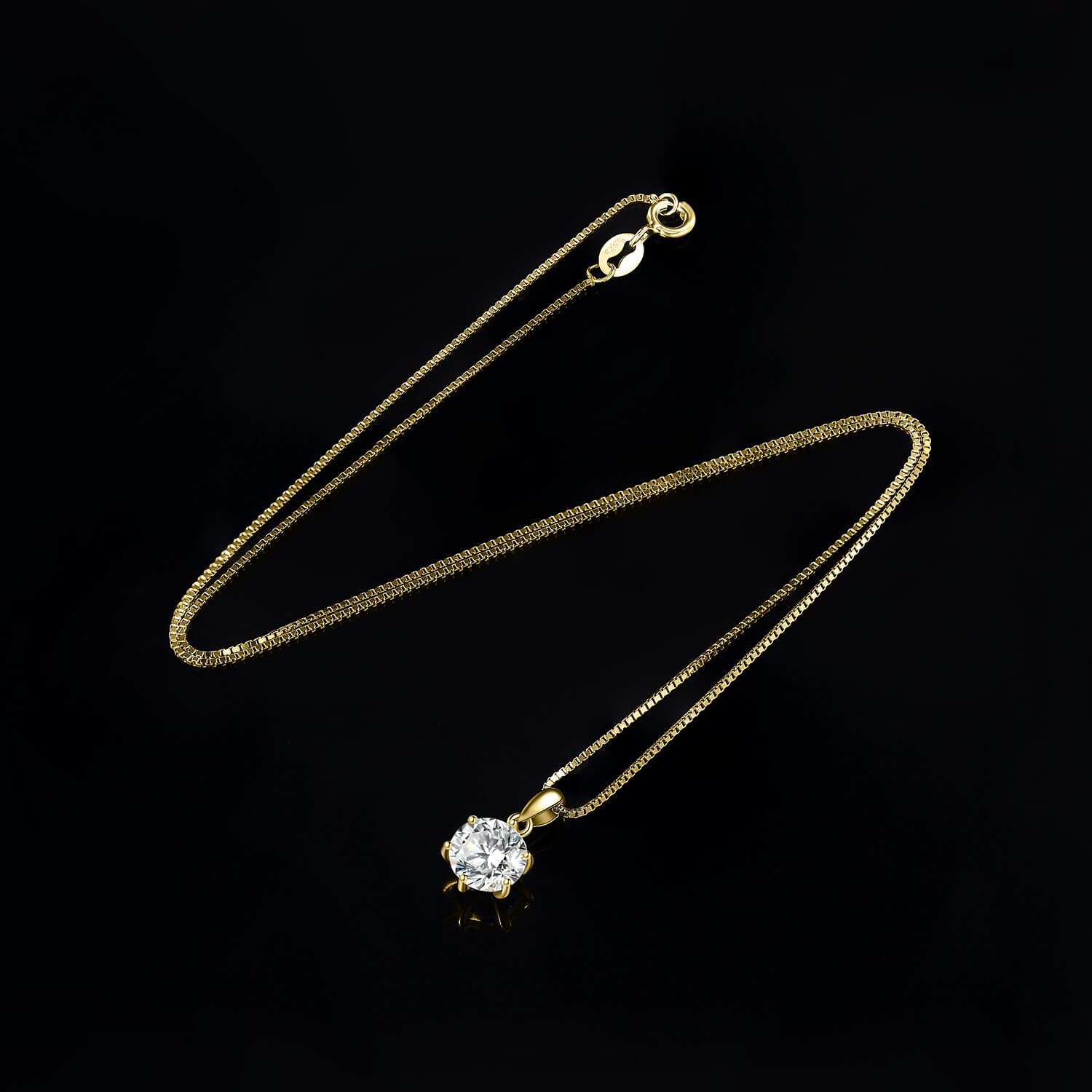 JewelryPalace 0.5-3ct Classique Moissanite Pendentif Taille Rond Solitaire Argent 925 Femme, Plaqué Or Jaune Or Rose Collier Chaine Diamant Simulé Mariage Mariee 45CM, Ensemble Parure de Bijoux Cadeau