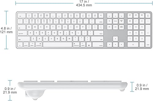 Miniatura 8 de OMOTON Teclado Bluetooth compatible con Mac, con teclado numérico, teclado inalámbrico recargable compatible con MacBook ProAir, iMac, Mac miniPro