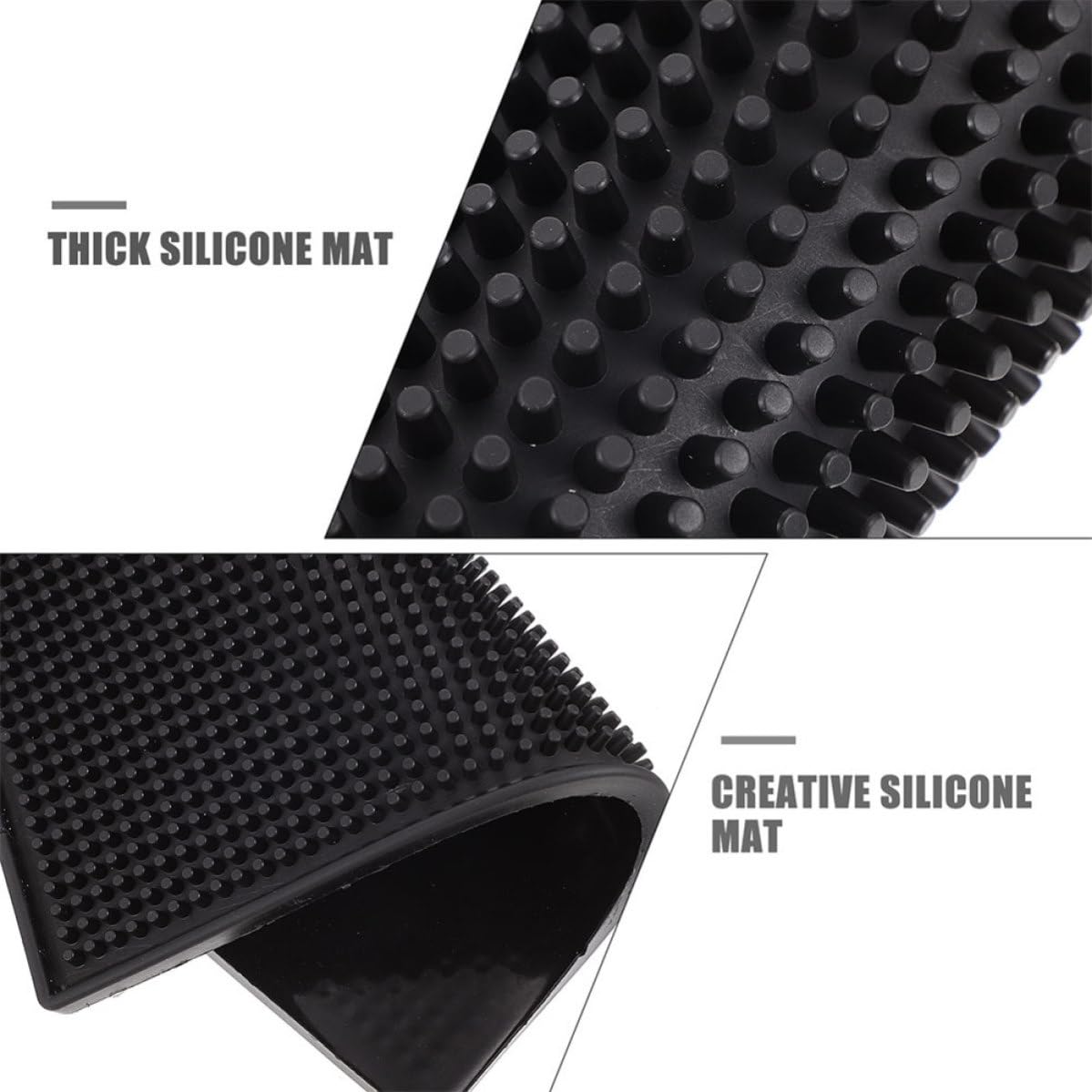 2 Pezzi Tappetino per Postazione Caffè, Tappetino Asciuga Piatti in Silicone Nero Antiscivolo e Antiruggine, per Bar e Bancone, Stile Semplice ed Elegante
