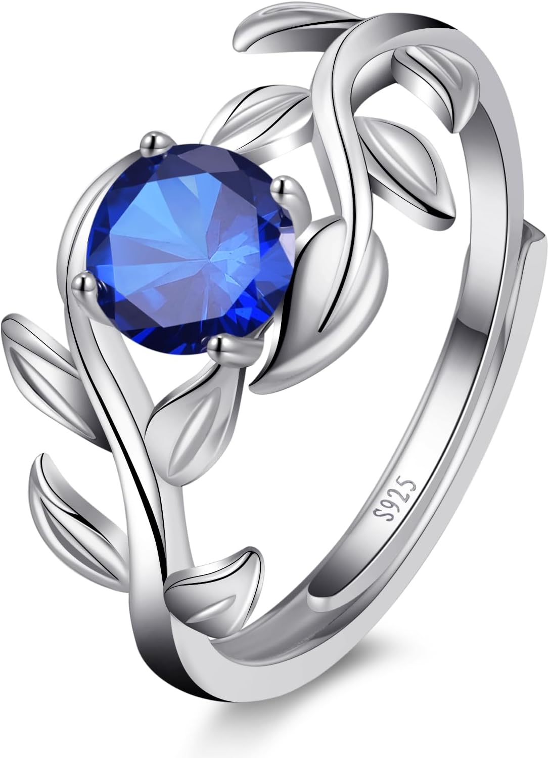 Adjustable Women Leaf|Wheat Grain|Filigree Ring 925 Sterling Silver Created Ruby|Sapphire|Cubic Zirconia Engagement Ring for Women Promise Wedding Ring Anniversary Valentines Open Size 5-9 - Image 2