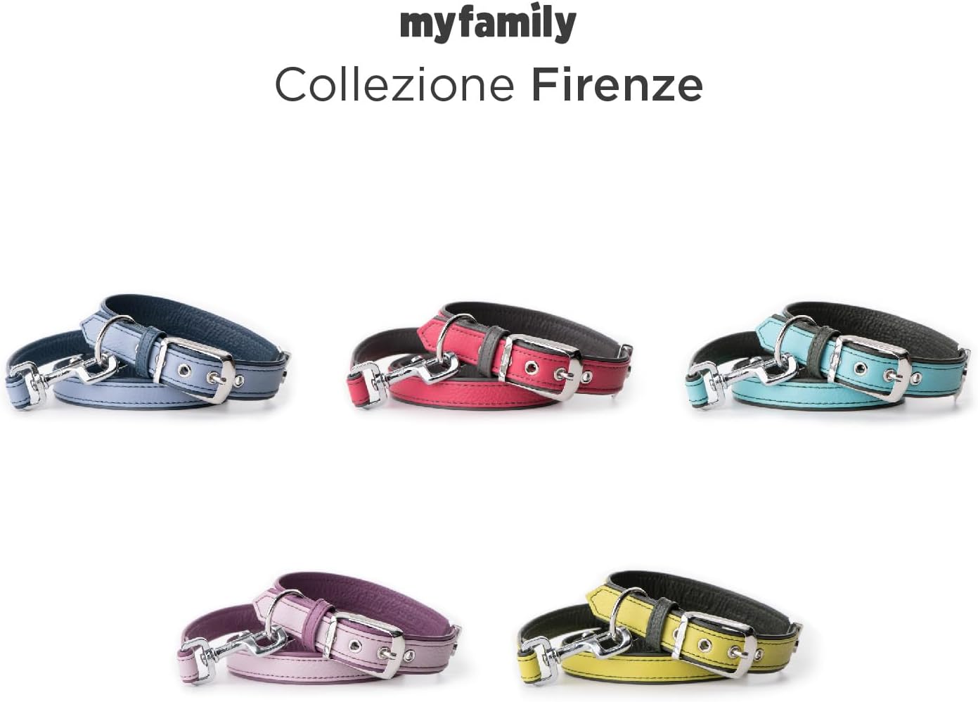 MyFamily Adjustable Dog Collar in Genuine Italian Made Leather, White Bronze Metallic Finish, Comfortable and Durable, Handmade, Florence Collection