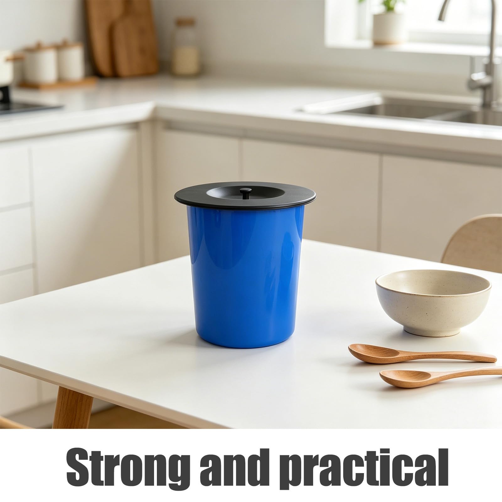 Hemobllo Cubo de Basura para Cocina Integrado de Acero Inoxidable 304 Capacidad de 8l y Diseño Redondo Moderno para Baño y Restaurantes
