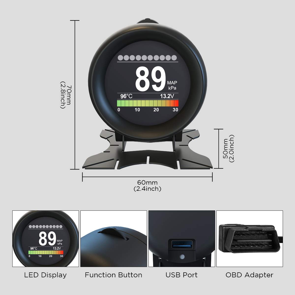 AUTOOL X60 Car OBD HUD MultiFunction Digital Meter Alarm Speed Water