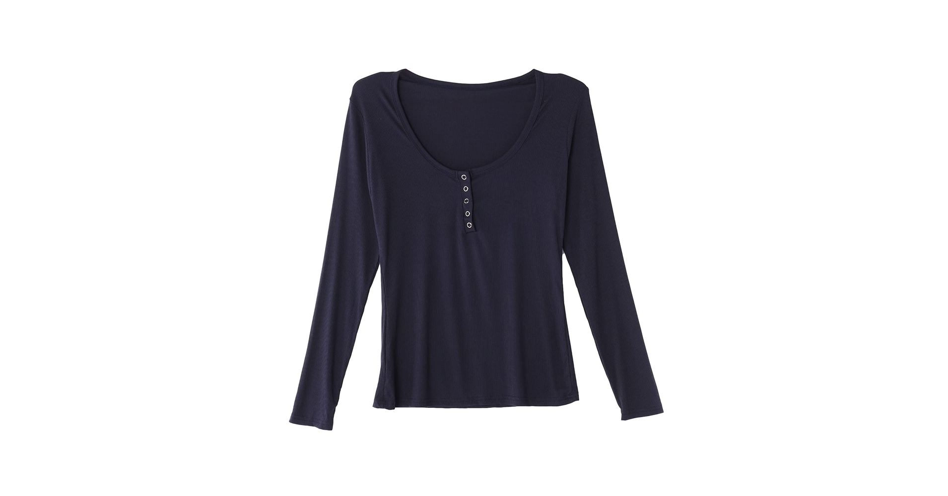 Henley Shirt for Women Long Sleeve Scoop Neck Fitted Tee 90s