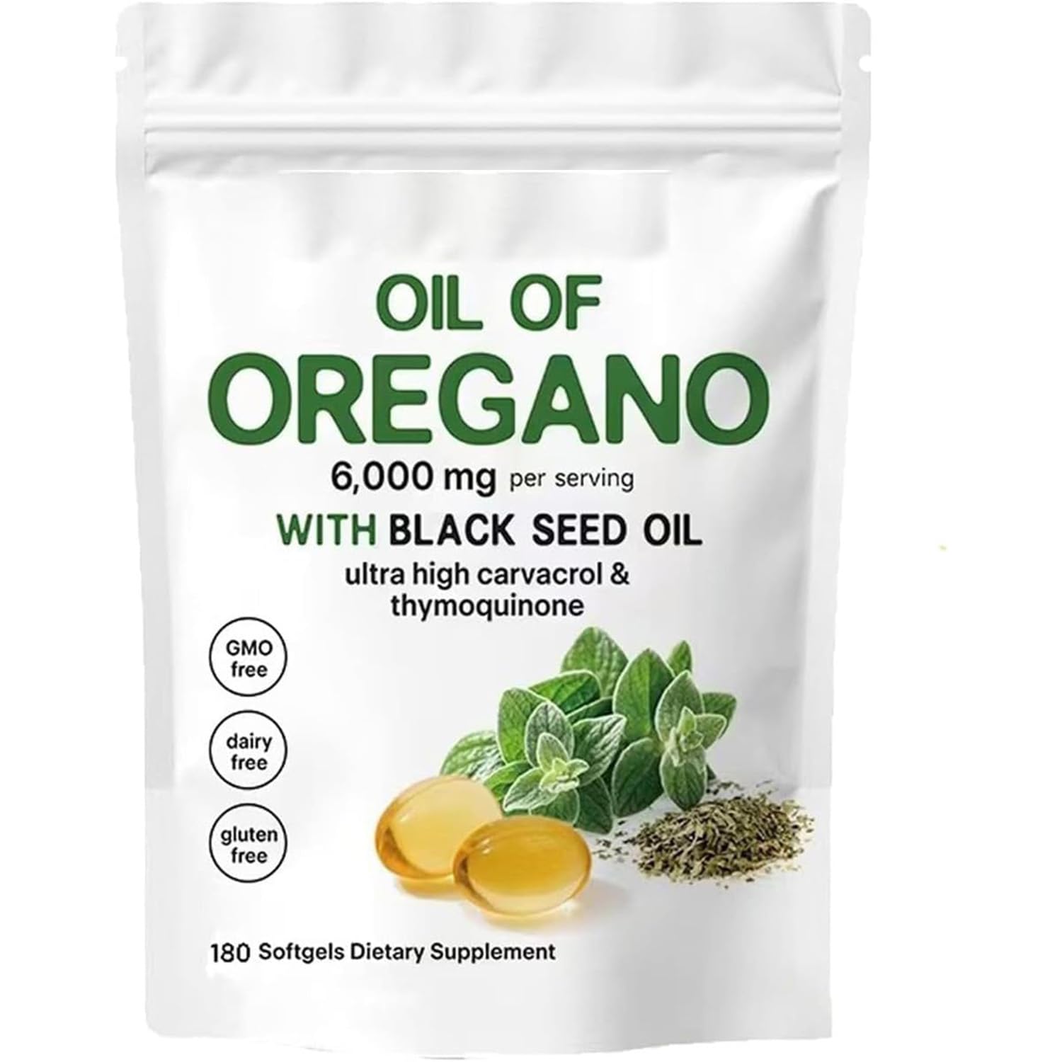 Re-silia Olio di Origano Softgels, Resilia Olio di Origano con 6000mg Olio di Semi Nero, Olio di Semi Nero, Facile da Deglutire, Immunità Naturalmente, Ricco di Nutrienti, Esperienza Migliorato