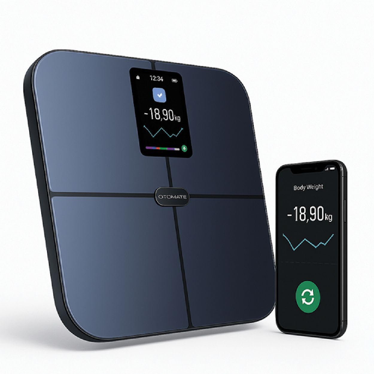 OTOMATE Smart Body Composition Weight Scale – Digital Bathroom Scale with BMI & Body Fat Analyzer, Bluetooth App Sync, High Precision Sensors, Up to 180 kg / 400 lb