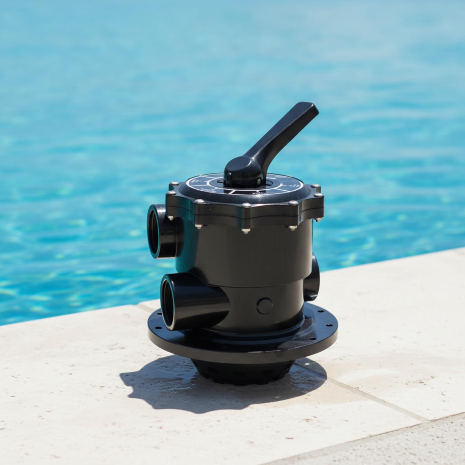 Colcolo Válvula de Lavado Conjunto Cabezal de Filtro de Arena Válvula Multipuerto de Piscina Unidad de Control con Montaje de Puertos de 1.5 Pulgadas Adecuada, Negro, 1.5 Pulgadas