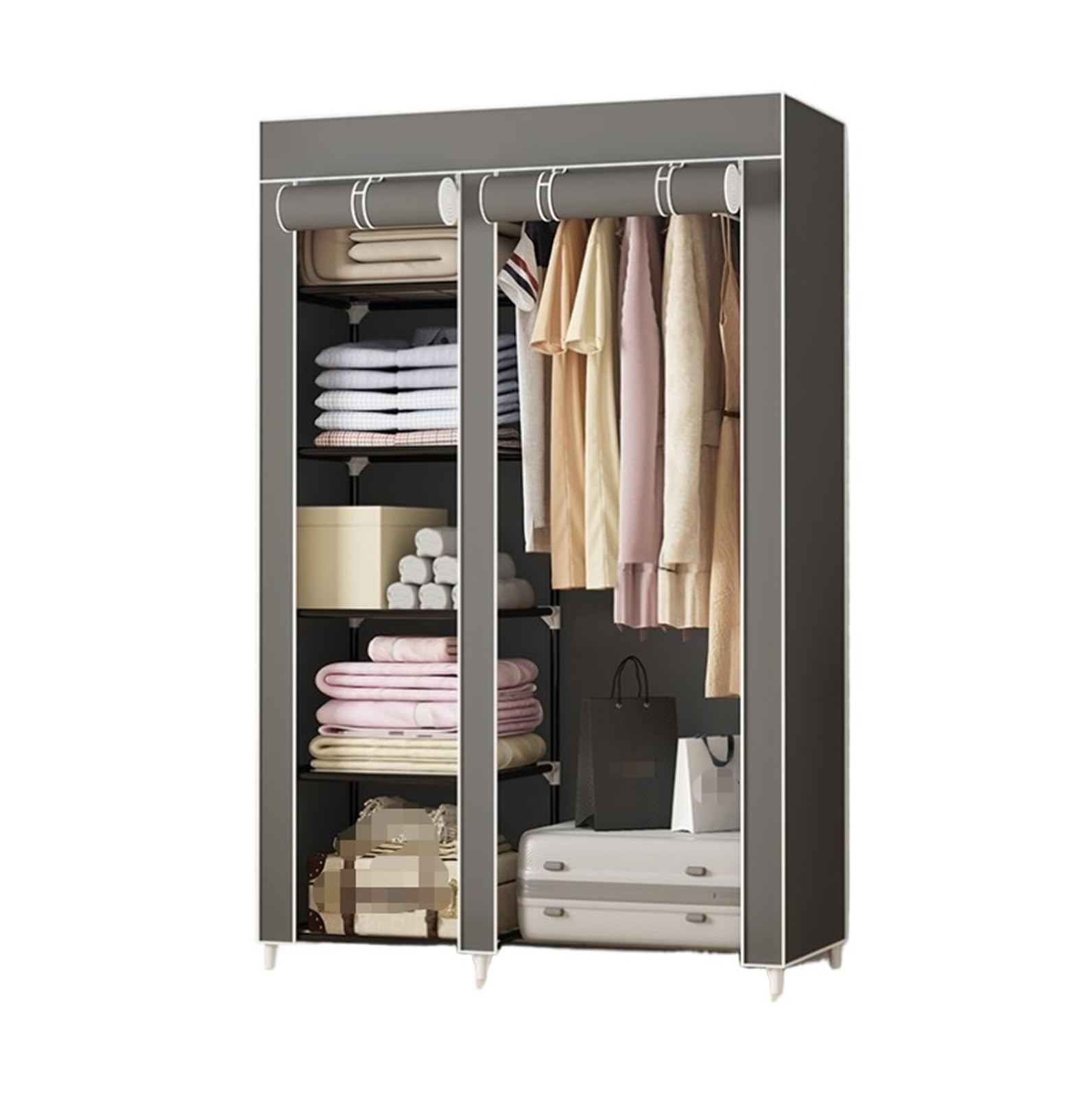 Wardrobe Closet Schrank Kleiderschrank, Tragbarer Kleiderschrank for Schlafzimmer, Kleiderstange Mit Vliesstoffbezug Closet Aufbewahrungsschrank(G)