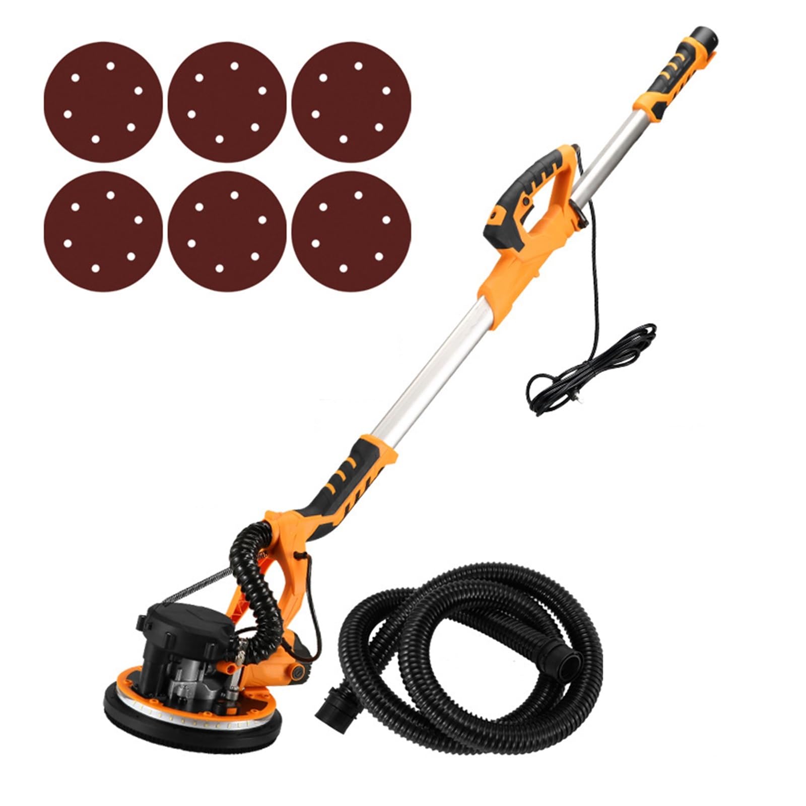 Levigatrice a Nastro, Levigatrice elettrica for cartongesso da 9 pollici for pareti 225 mm Stucco senza polvere Auto-vuoto LED Macchina for carta vetrata for lucidatura asta lunga(Set meal 2)