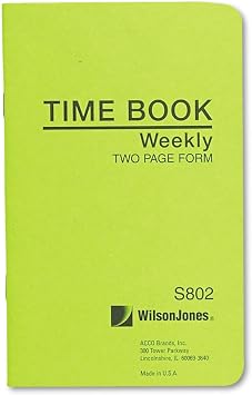 Wilson Jones Foremans Pocket Size Employee Time Book, 4.13 x 6.75 Inches, 36 Pages, Green WS802