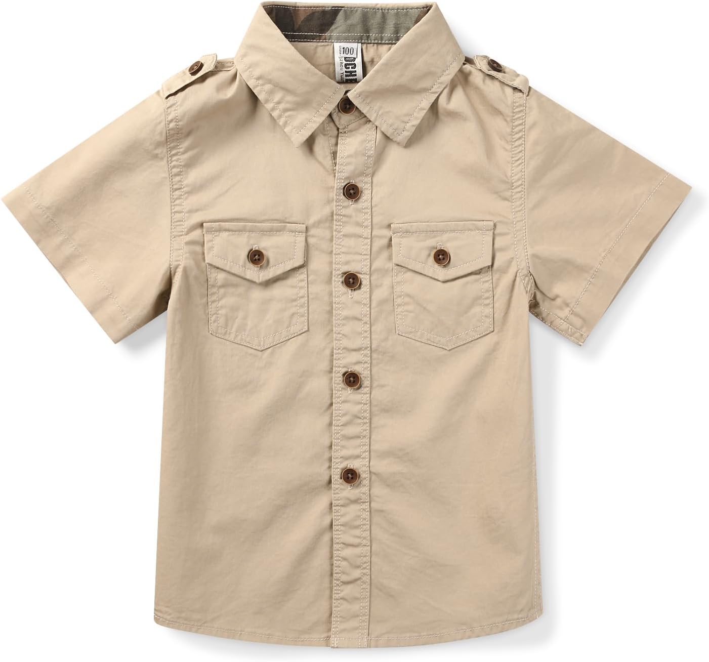 Boys Button Down Short Sleeve Shirts Cotton Lightweight Casual Shirts Tops Two Pockets