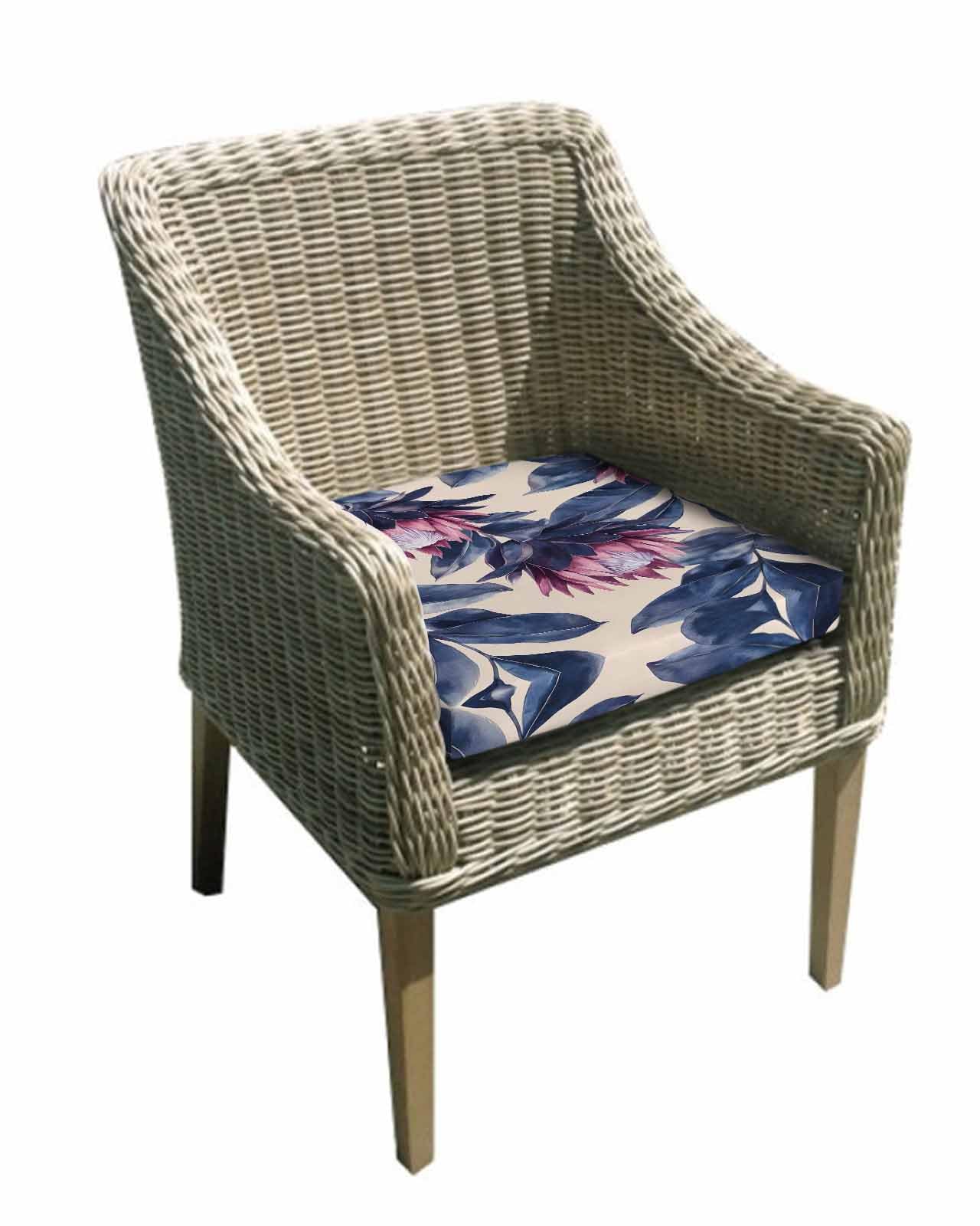 2 Pack Blue Purple Botanical Waterproof Cushion Covers with Ties, Outdoor Patio Chaise Lounge Chair Seat Cushion Slip Covers Replacement(Only Cover) Spring Flowers Summer Vintage 22