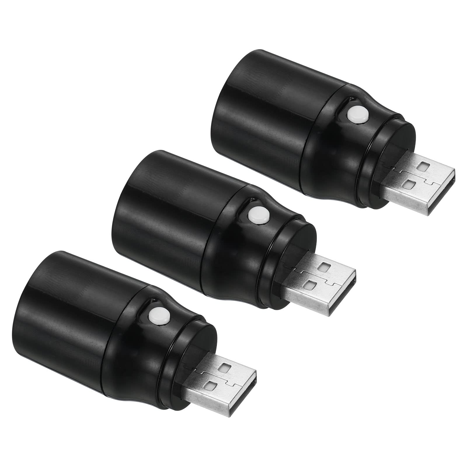 PATIKIL Mini Pocket USB Flashlight, 3 Pack USB Torch Rechargeable Portable Small LED Flashlight with ON/Off Switch for Outdoor Camping, Black