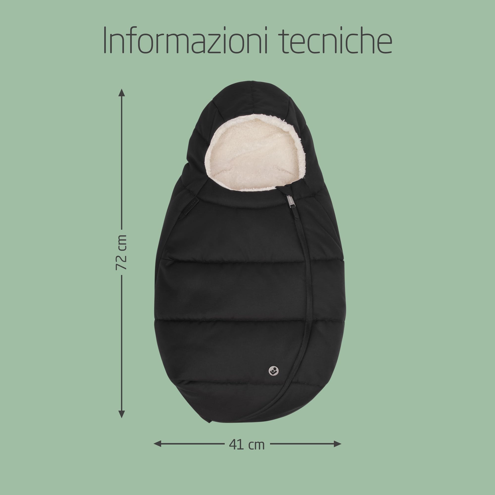Maxi-Cosi Sacco Invernale Imbottito per Seggiolino Auto Neonato, per Bambini 45-75 cm, Comodo, Pratico e Sicuro, Tessuti Morbidi, Lavabile, Compatibile con Ovetti Maxi-Cosi, Twillic Black