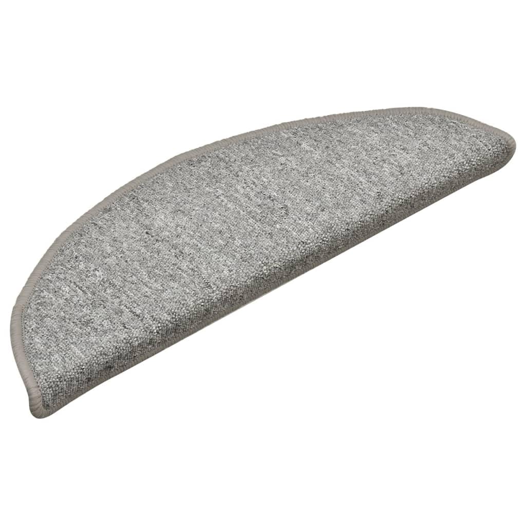 Vidaxl Light Grey 15Pcs Carpet Stair Treads - 100% Pp Tufted Material - Easy To Attach And Remove - Safety Measures For Staircase - Non-Slip & Sound Damping