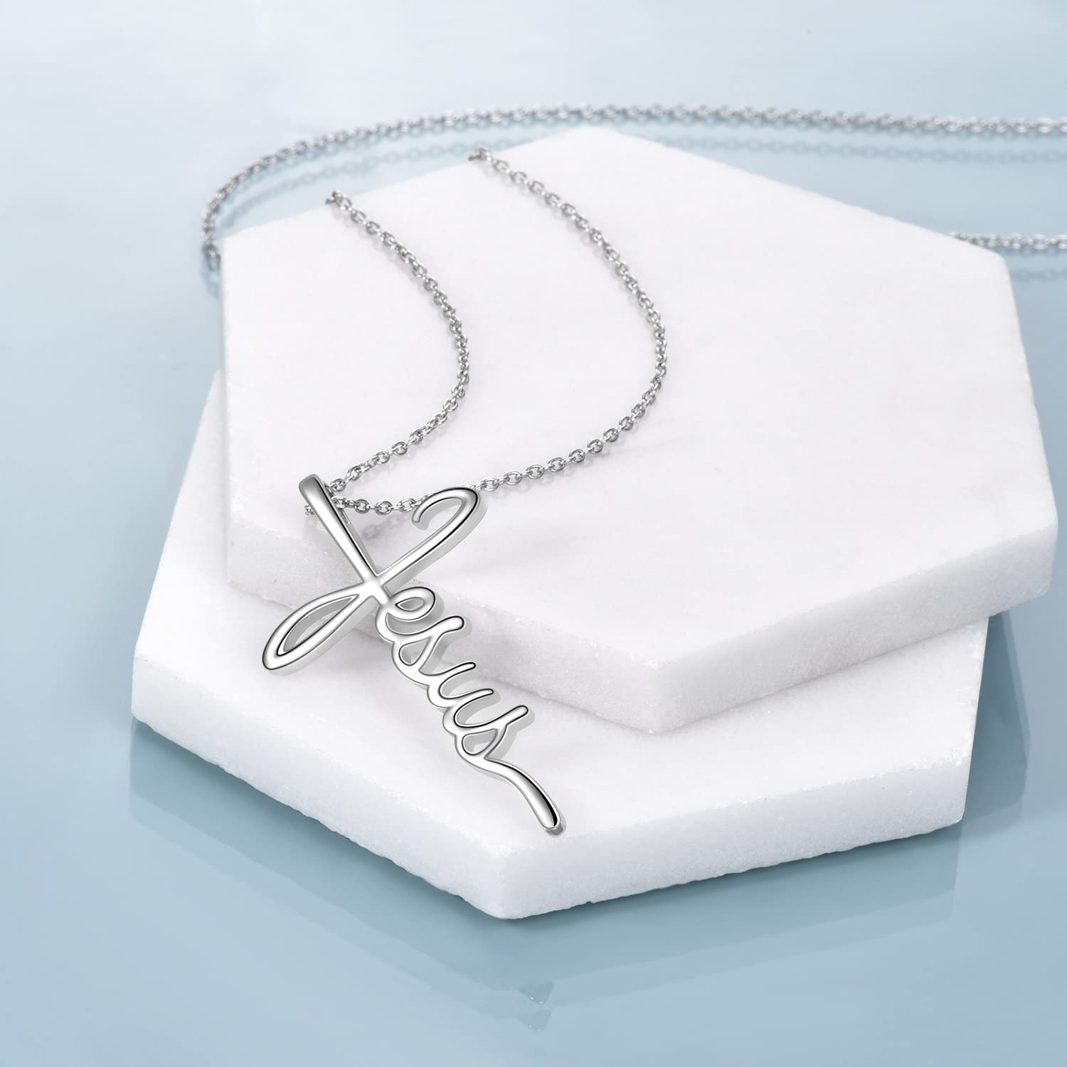 VONALA Jesus Halskette 925 Sterling Silber Jesus Kreuz Anhänger Halskette Dragonfly Schmuck Christliche Geschenke für Frauen