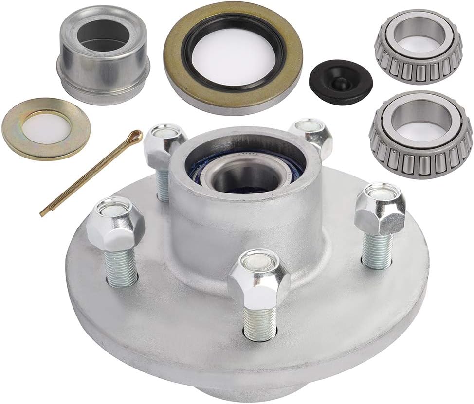 SCITOO Trailer Hub Assembly 5 Lug on 4.5 Bolt Pattern L68149 x L44649 Bearing fit for 3500lbs axle Galvanized Trailer 13/8×11/16 Brake Hub