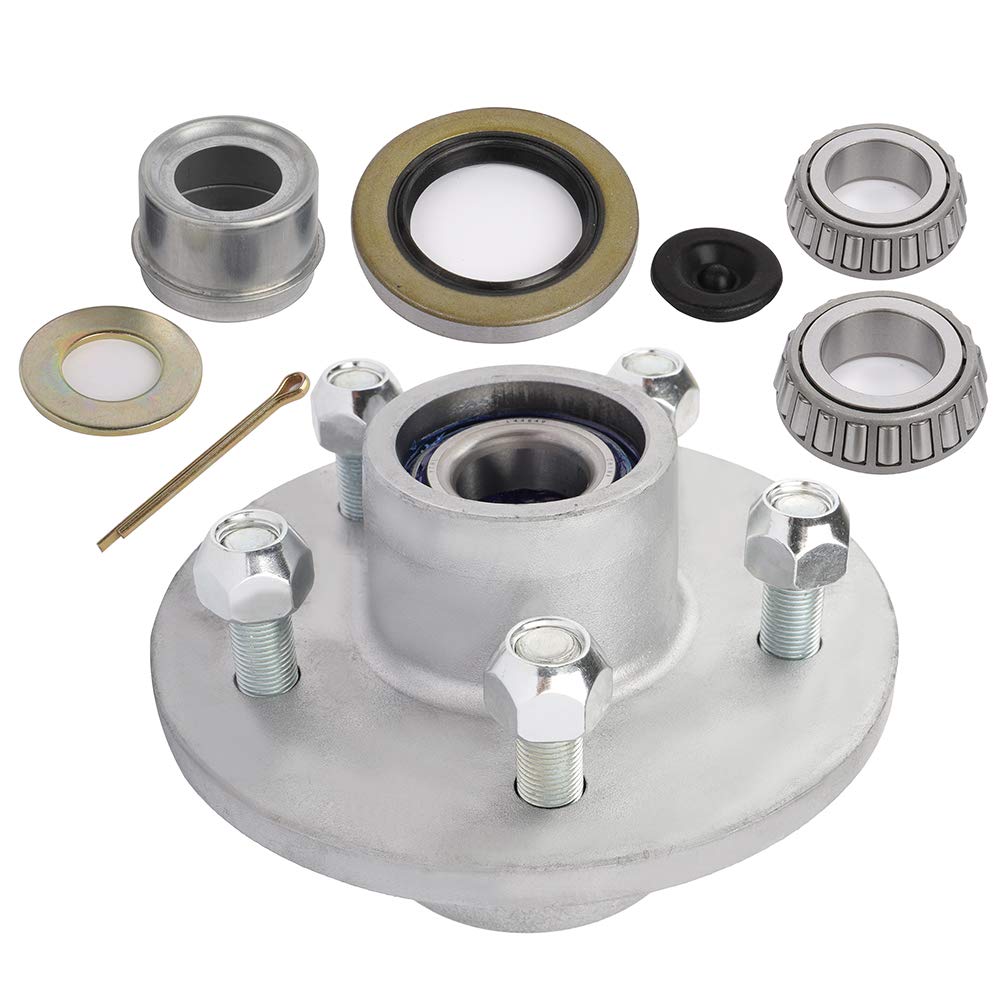 GDSMOTU Wheel Bearing and Hub Assembly Compatible with Boat Trailer Galvanized Hub Axle Kit 5-4.5 Bolt Circle Wheel Hub Kit 3500lb Axle 5 Bolt Lug Greased Bearings 68149 44649