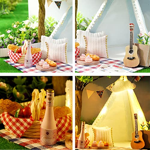 DIY Puppenhaus Kit handmontiertes Holzspielzeug Modell mit Staubschutz, Miniatur mit Möbeln, kreative Raumidee… – Bild 5