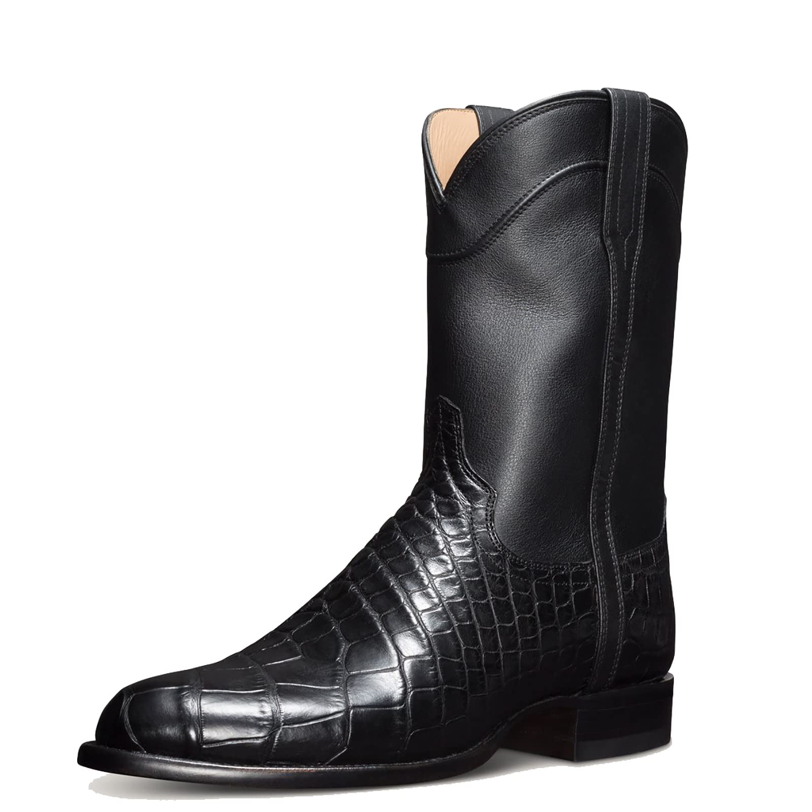 genericMen's Gator Tail Print Cowboy Boots Classic Retro Pull-On Boot Round Toe Western Work Boots