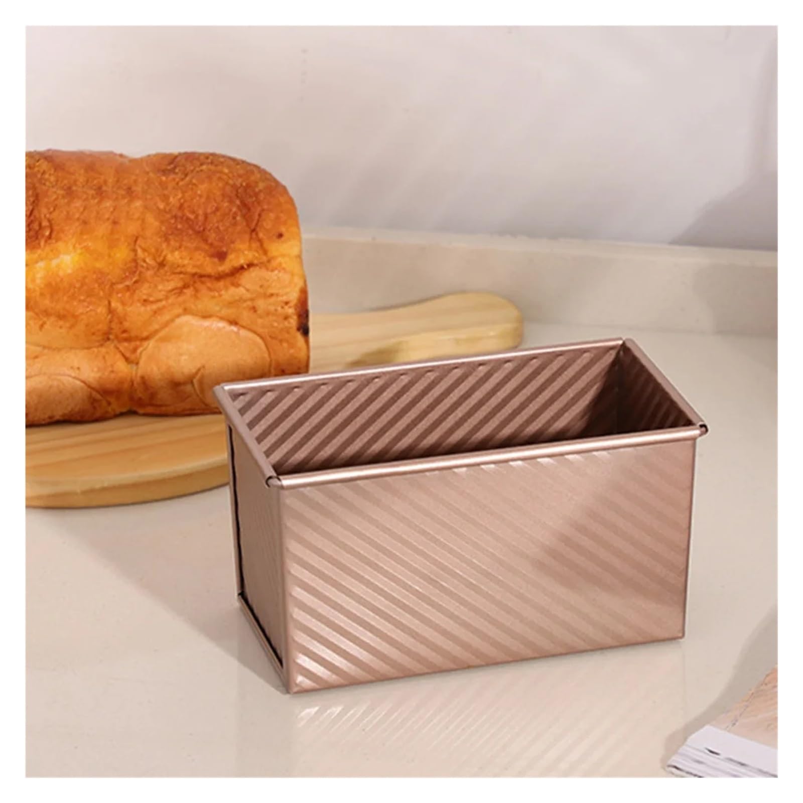 Generisch 1 Stück rechteckige Kastenform mit Deckel, Brot-Backform, Kuchen, Toast, antihaftbeschichtete Box, aluminisierter Stahl(Rose S)
