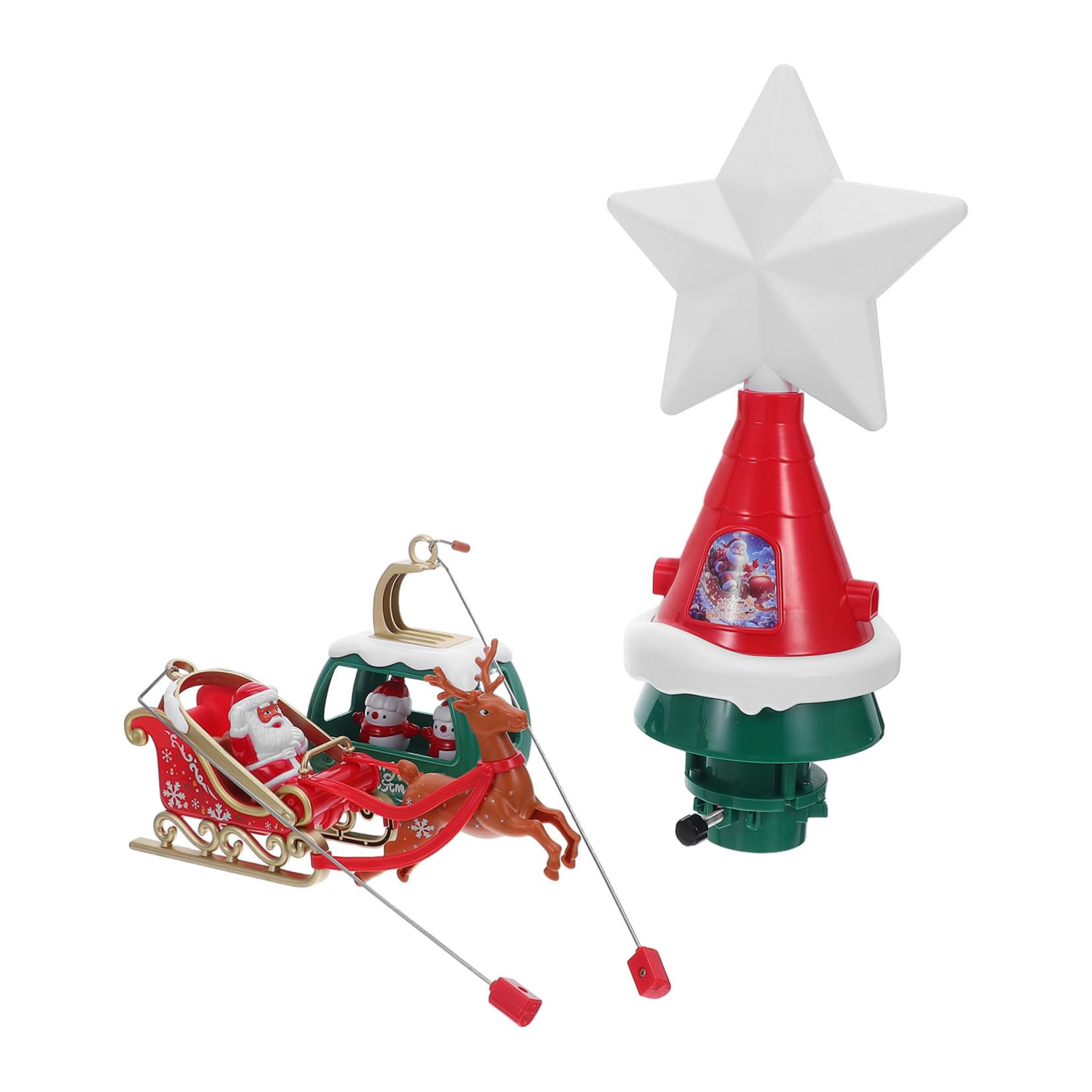 Rotating Christmas Star Topper con Luces LED y Música Adorno Eléctrico con Papá Noel y Renos Estrella Iluminada para Decoración Navideña de Árbol Fiesta y Hogar