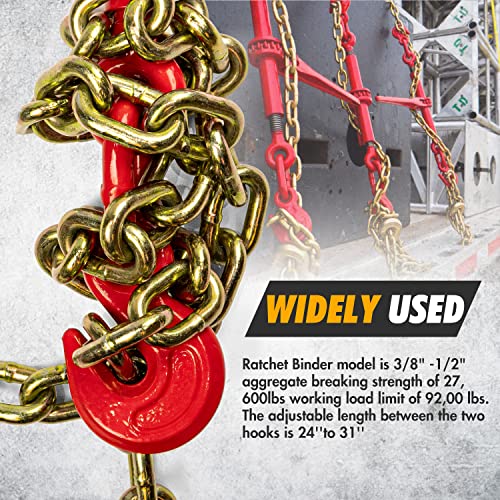 Digank LOAD BINDER-3/4-1/2-4 Ratchet Chain Binder 3/8 Inch-1/2 Inch 4Pack Load Binders 9200 Lbs Working Load Breaking,Chain Binders Ratcheting Heavy Duty Of Transportation thumb #3