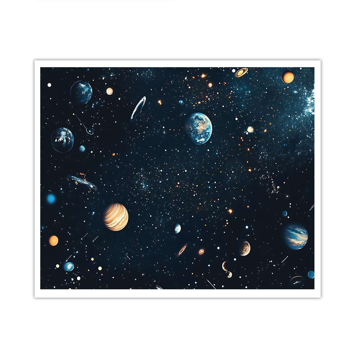 SHENGPOSTER Solar System Canvas Wall Art Outer Space Planets Poster Vintage Galaxy Nebula Starry Night Sky Prints for Kids Bedroom Boy Room Decor Frameless 50x65cm