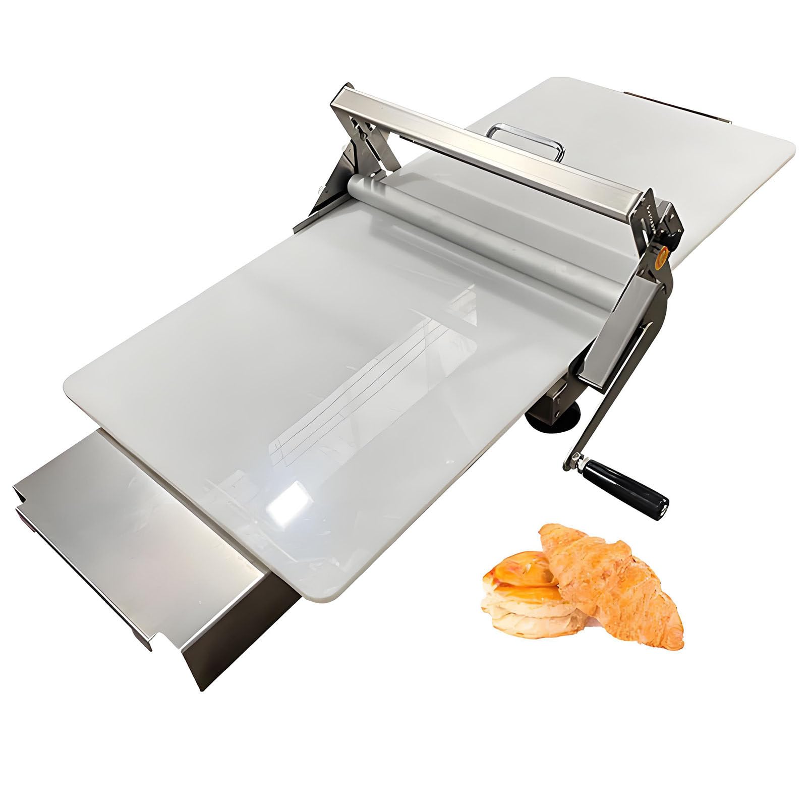 Sfogliatrice Manuale per Pasticceria,in Acciaio Inox,Spessore Regolabile,Design Pieghevole da Tavolo per Uso Domestico E Commerciale per Croissant RS201