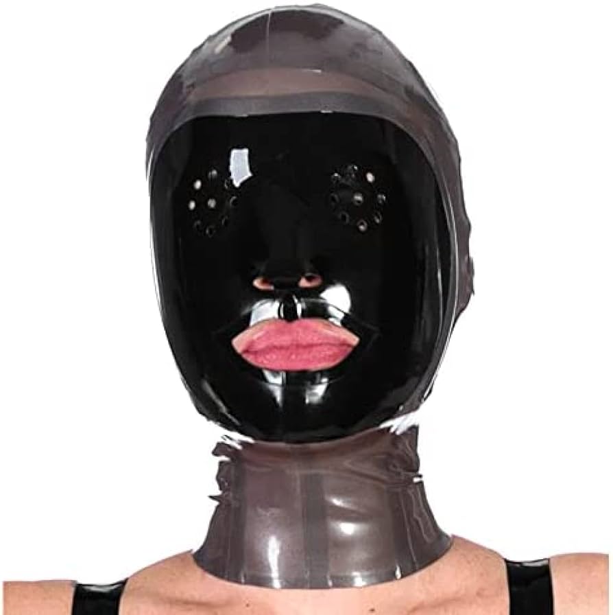 ラバーマスク 飴色クリア Lサイズ ブラック 全頭マスク ラテックス ラバーマスク 飴色クリア Lサイズ ブラック 全頭マスク