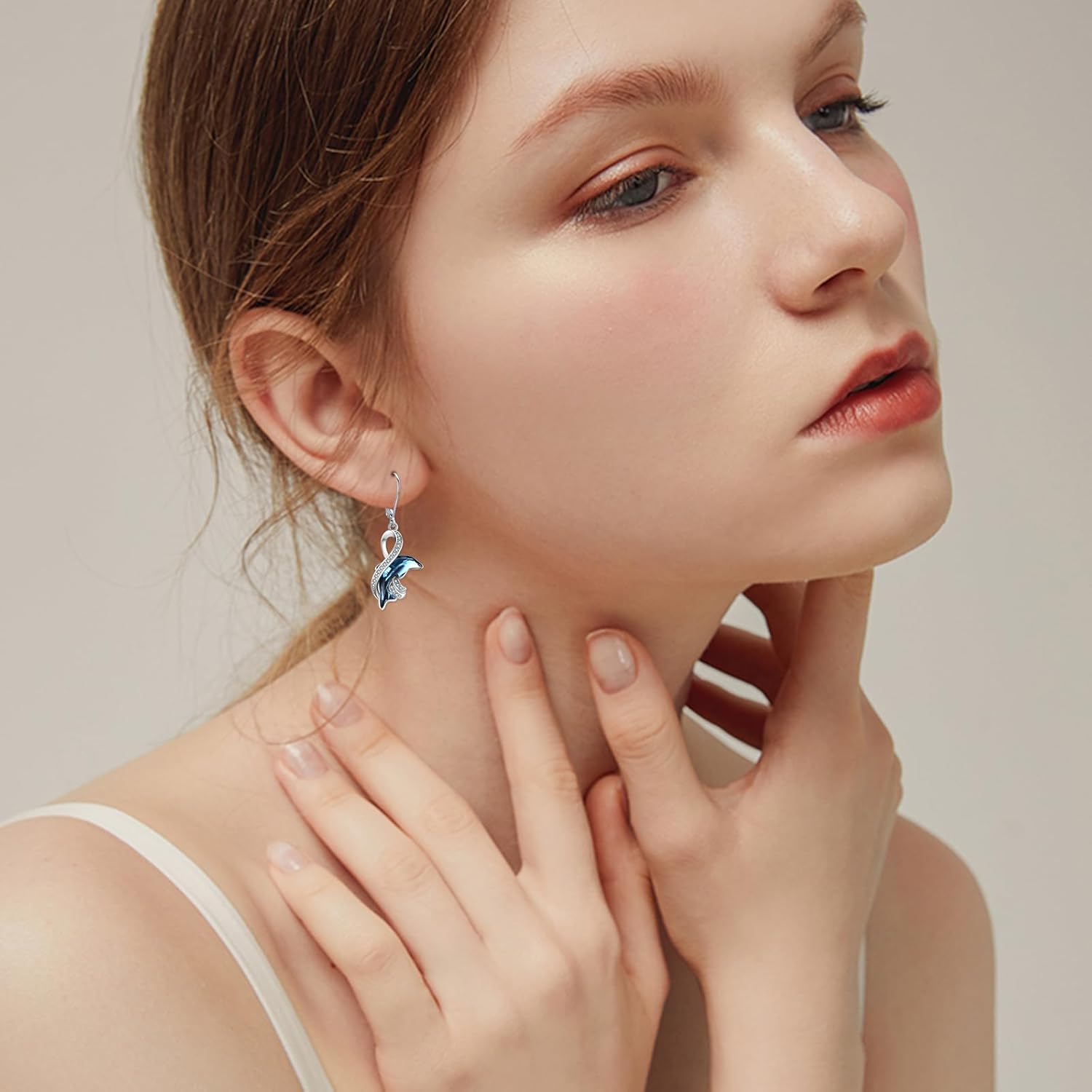 925 Sterling Silver Dolphin Earrings for Women Valentines Earrings Infinity Dolphins Crystal Dangle Valentines Day Gifts for Her Dolphin Jewelry for Women - Image 4