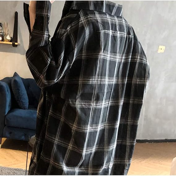 Amazon ｄｍｂｉｎｓｈｕｎ チェックシャツ メンズ 長袖 シャツ ゆったり ロングシャツ チェック柄 オーバーサイズ 韓国ファッション トップス 薄手 カジュアル 開襟シャツ オールシーズン シャツ 通販