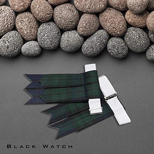 Kilt Flashes for Men with Heavy Buckle Adjusters, Plain & Tartan Kilt Sock Flashes.4