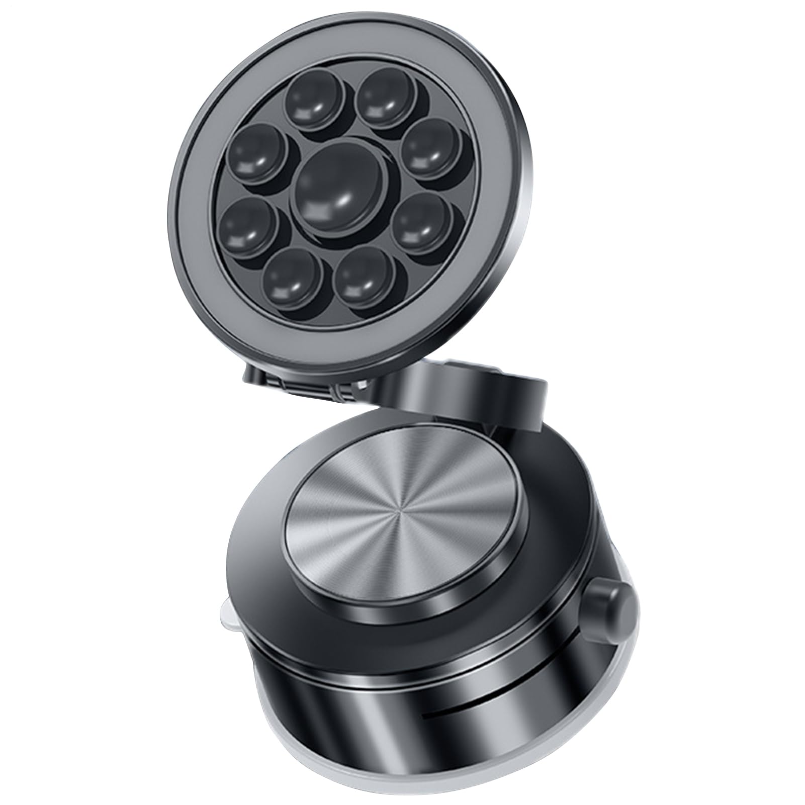 Yulokdwi Portatéfono De Ventosa, Base Magnética Ajustable En 360 Grados con Ventosa, Soporte para Móvil Plegable Y Ajustable para Coche Gimnasio Vídeo Navegación En Espejo De Salpicadero