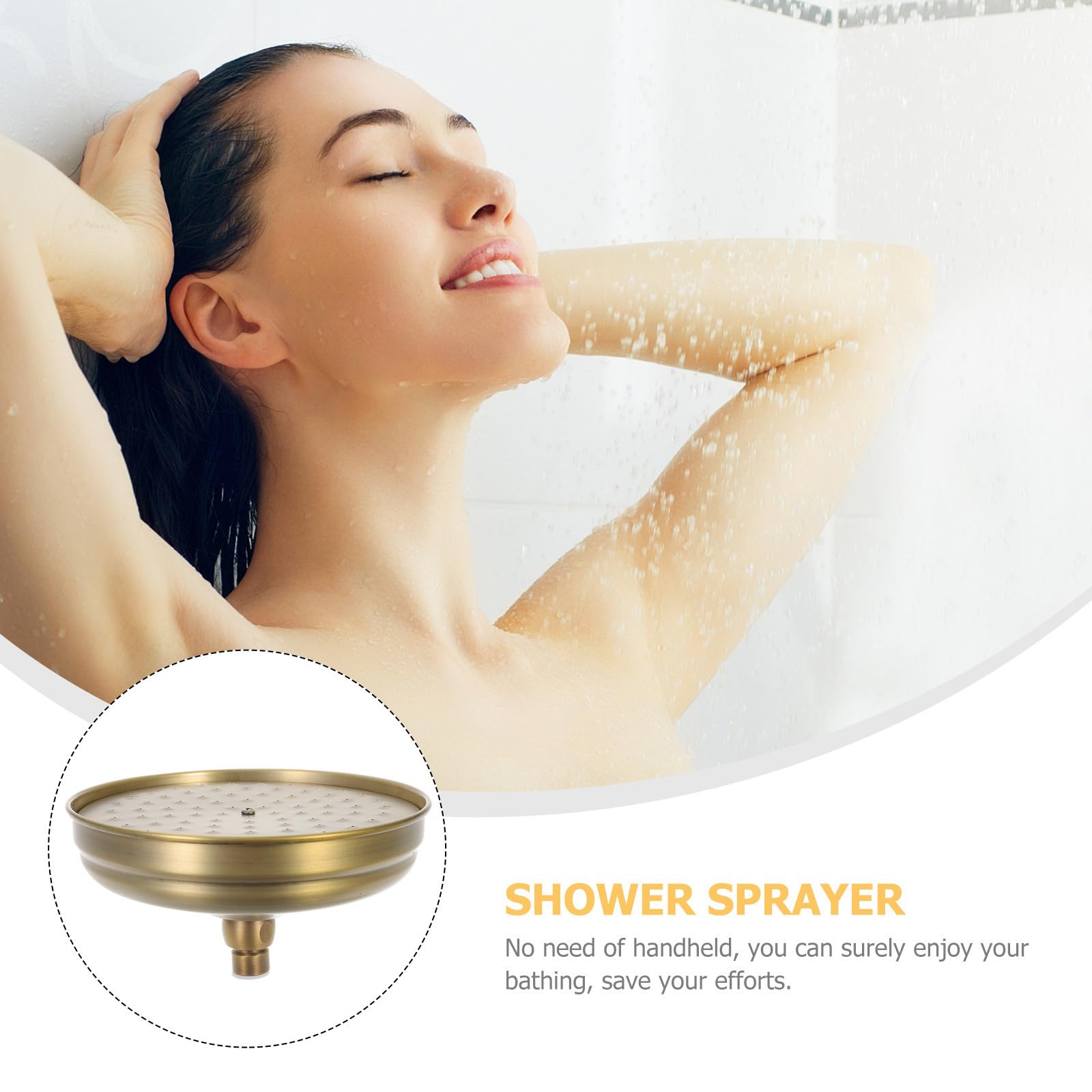 Cabezal de Ducha de Lluvia y Antiobstrucción Retro de Cobre Dorado, Rociador de Ducha Fácil de Limpiar para Baño Elegante y Funcional