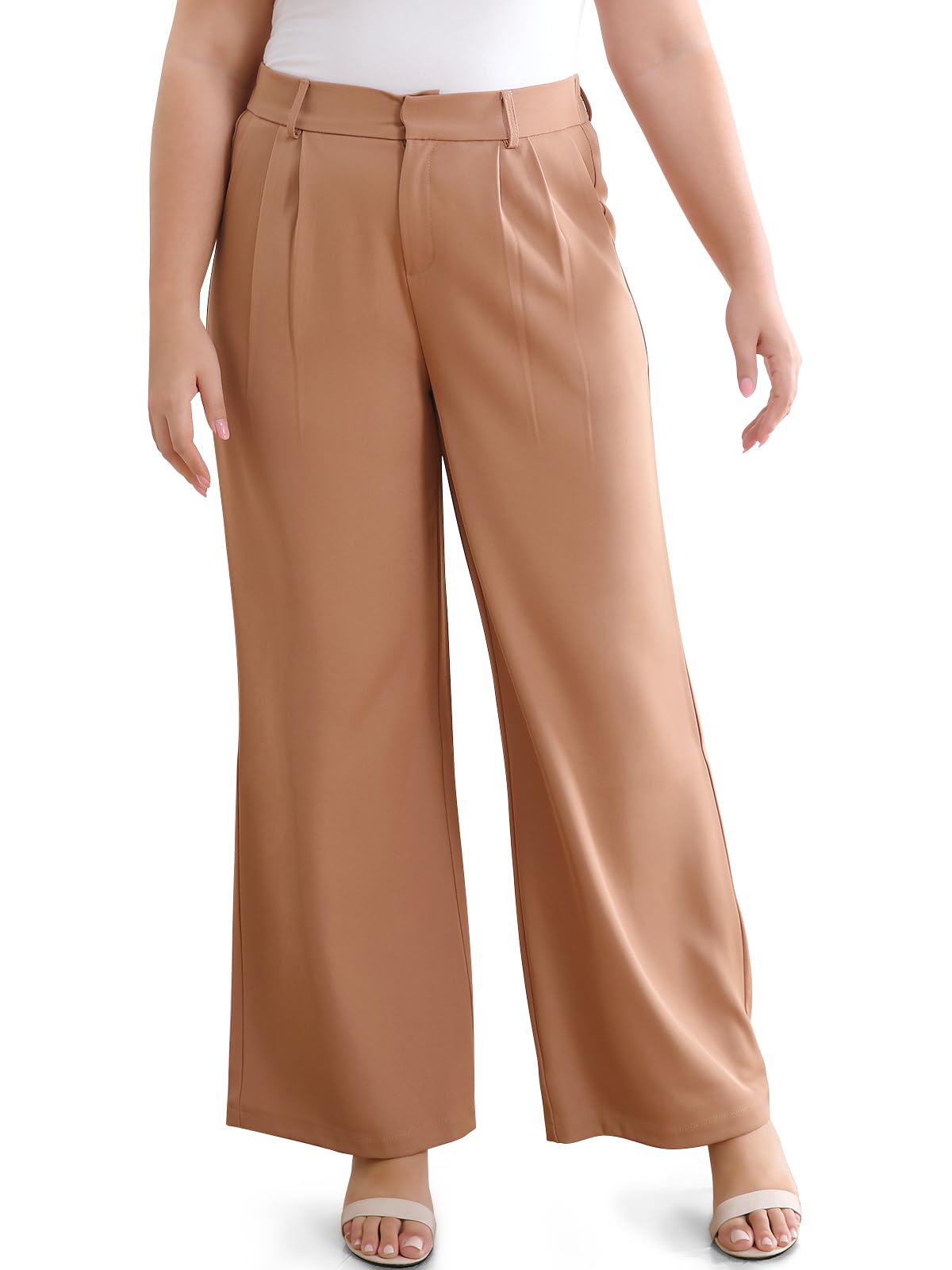 High Waisted Dress Pants for Women Wide Leg Work Pants Business Casual Straight Office Trousers for Women Standard