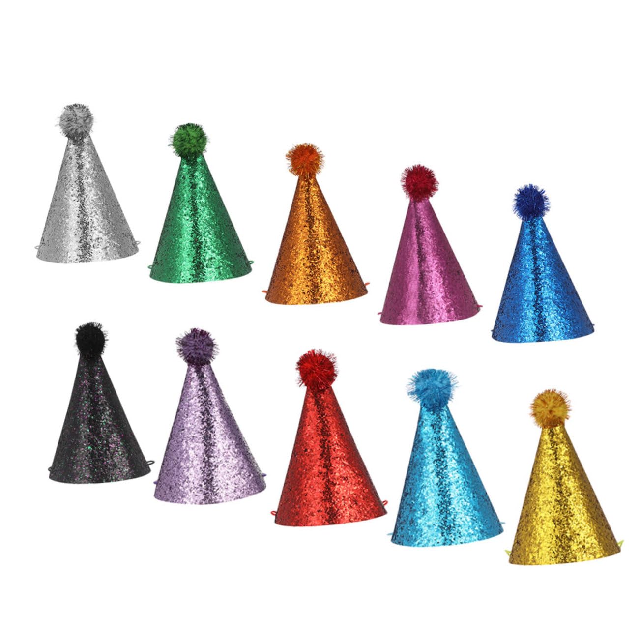 10 Stück Teiliges Geburtstagsfeier Hüte Wiederverwendbare Glitzernde Partyhüte Bunten Farben Festliches Kopfaccessoire für Shower und Hochzeiten