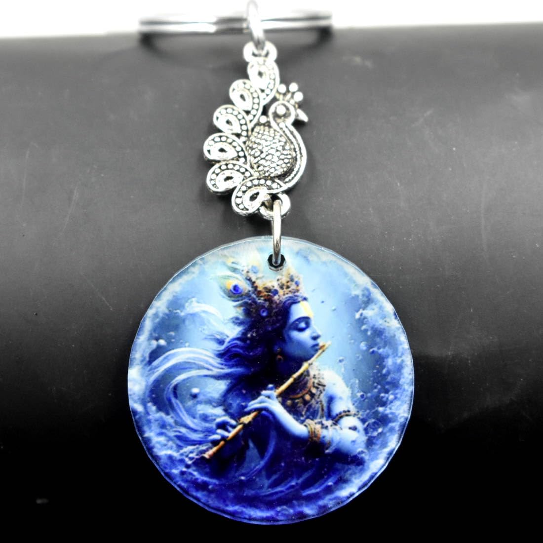 Lord Krishna Religious Peacock Charm Keychain for Men and Women-image-18