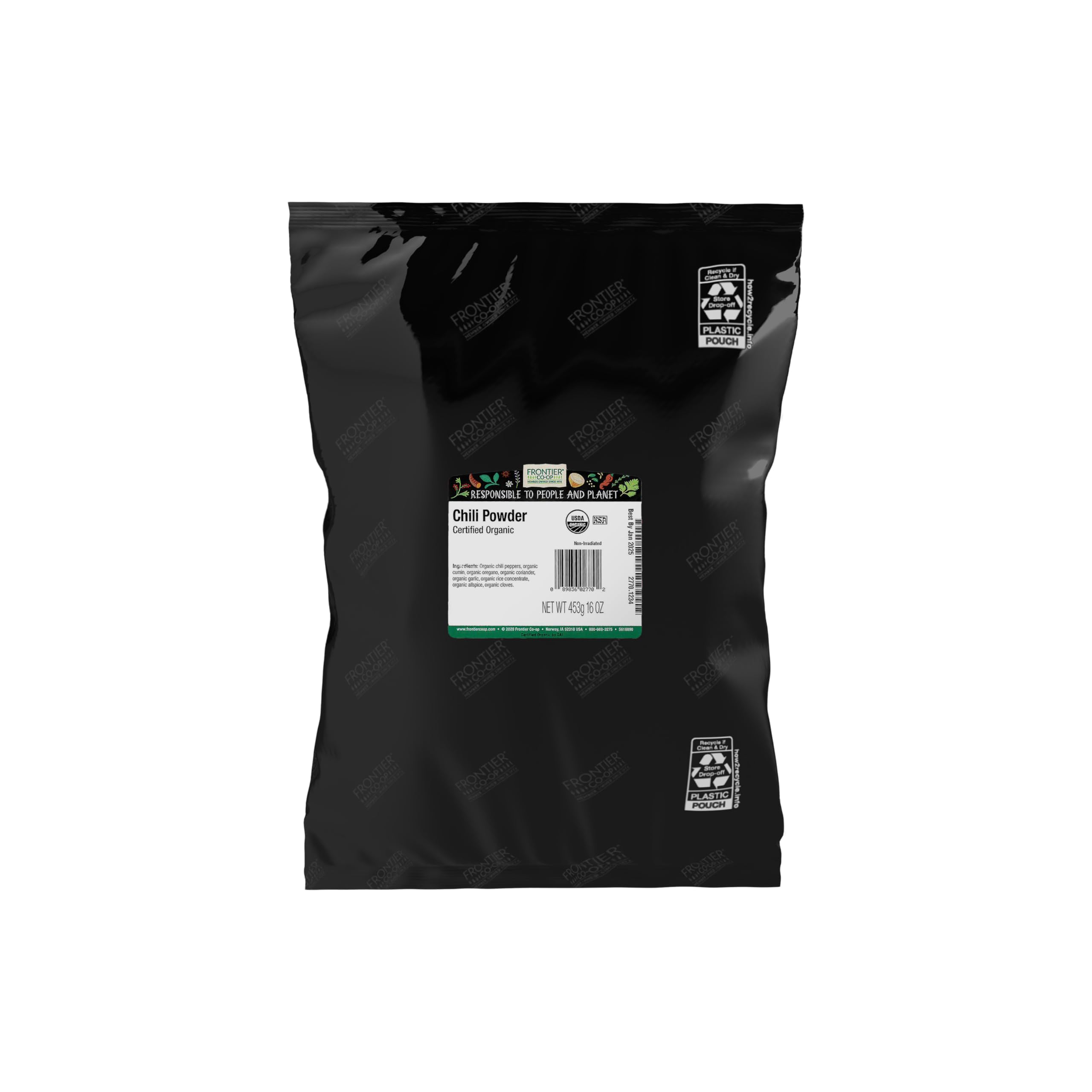 Frontier Co-op Organic Chili Powder Blend, 1 Pound Bulk Bag