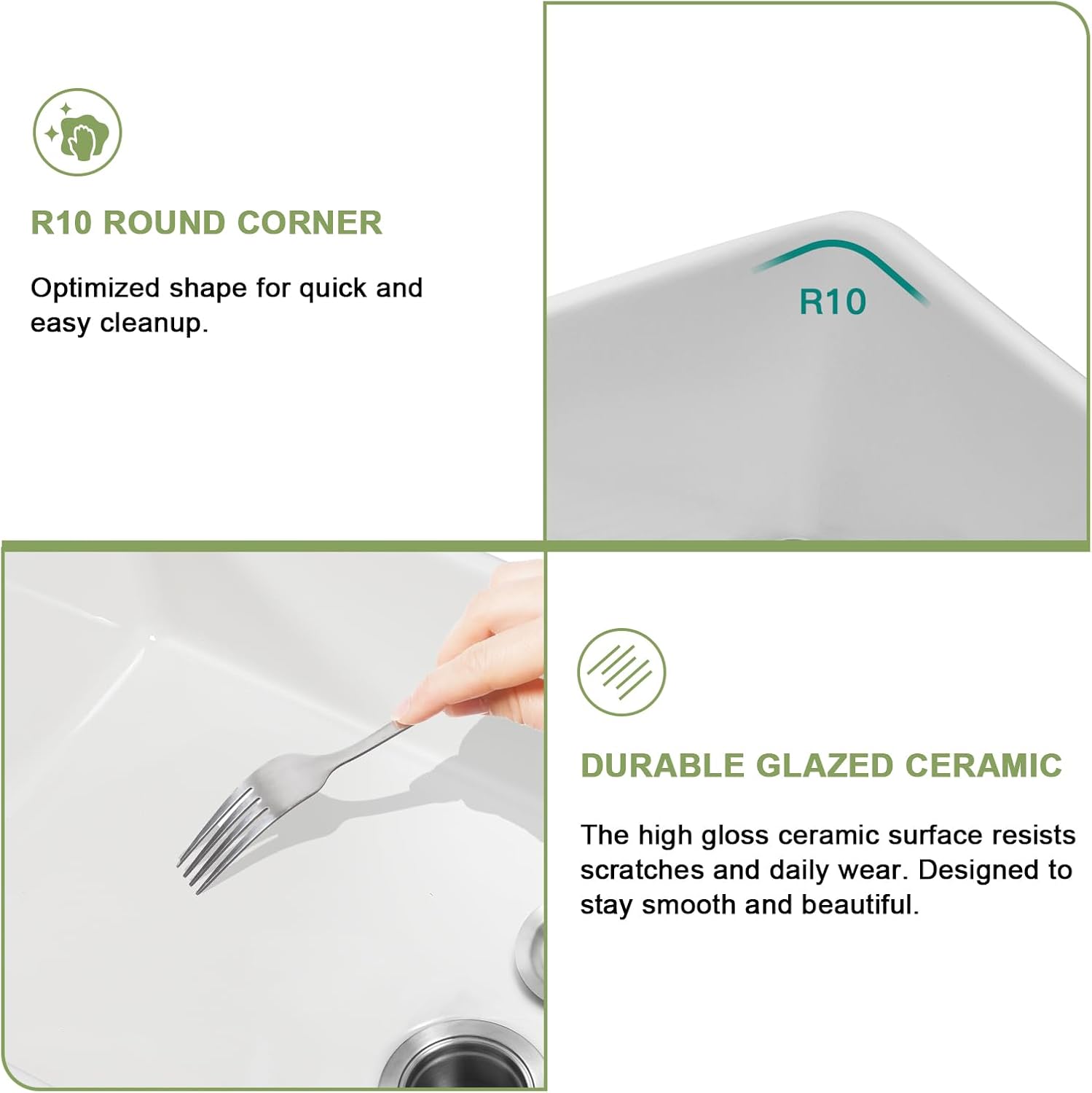 33 Inch White Fireclay Farmhouse Sink 50/50 Double Bowl Apron Front Ceramic Kitchen Sinks Extra Large Country Barn Style Farmer Sink Basin, 33"X18"X10" #YSAC0201