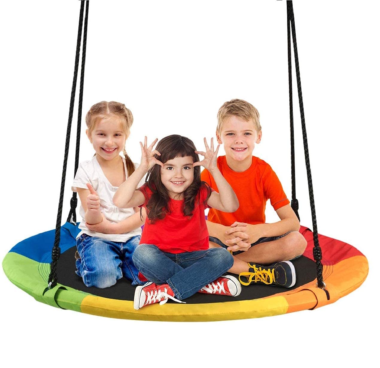 MUGATH Saucer Tree Swing for Kids Adults, Disc Circle Swings for Outside,Round disc Swing with Adjustable Hanging Rope,Swing for Children Park Backyard Garden (40 inch) 3